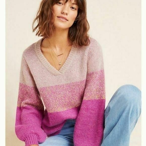 Numph Sweaters - Anthropologie Numph Nina Colorblock Pink and Gold